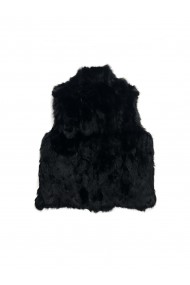 CHALECO PELO DE CONEJO CON CAPUCHA NEGRO PC-LLL5701-15