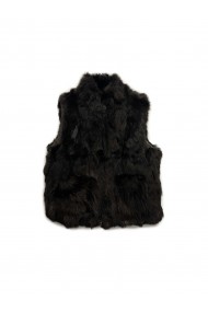 CHALECO PELO DE CONEJO CON BOLSILLOS MARRON PC-LLL5701-09