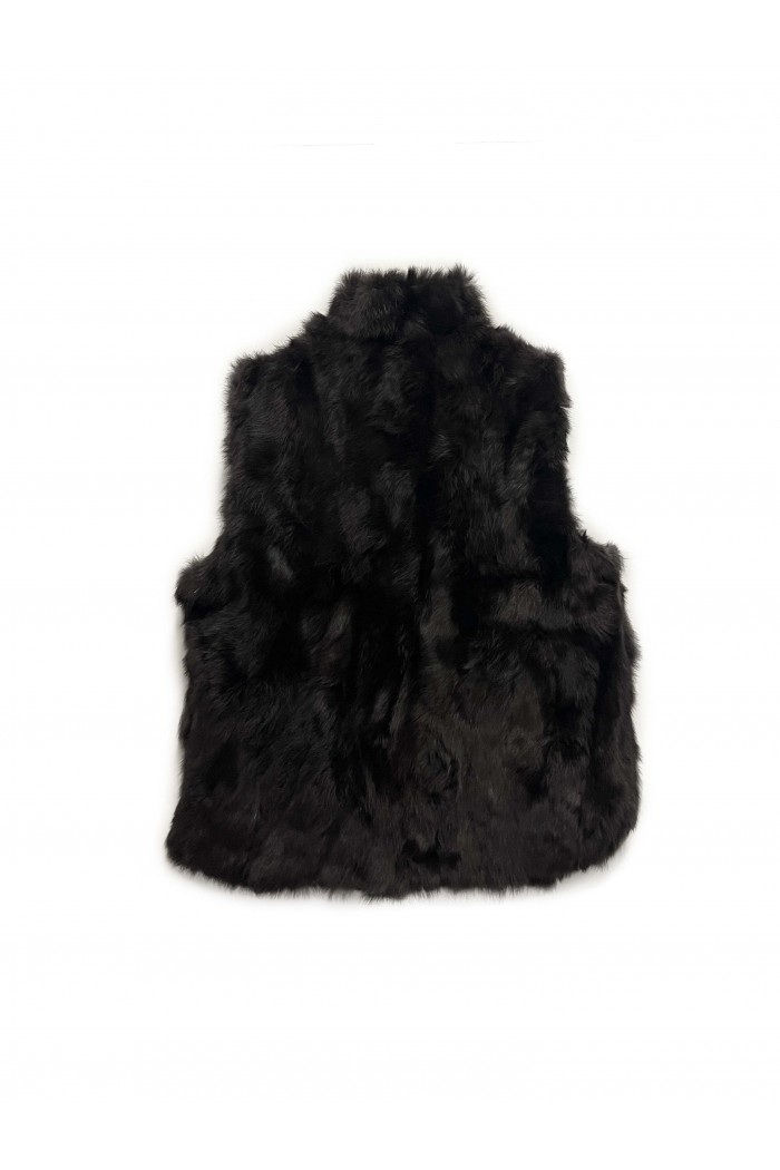 CHALECO PELO DE CONEJO CON BOLSILLOS MARRON PC-LLL5701-09