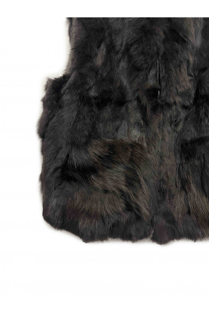 CHALECO PELO DE CONEJO CON BOLSILLOS MARRON PC-LLL5701-09