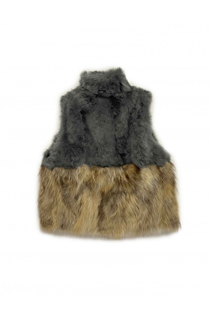 CHALECO PELO CONEJO CON PELO MARMOTA PC-LLL5811-05
