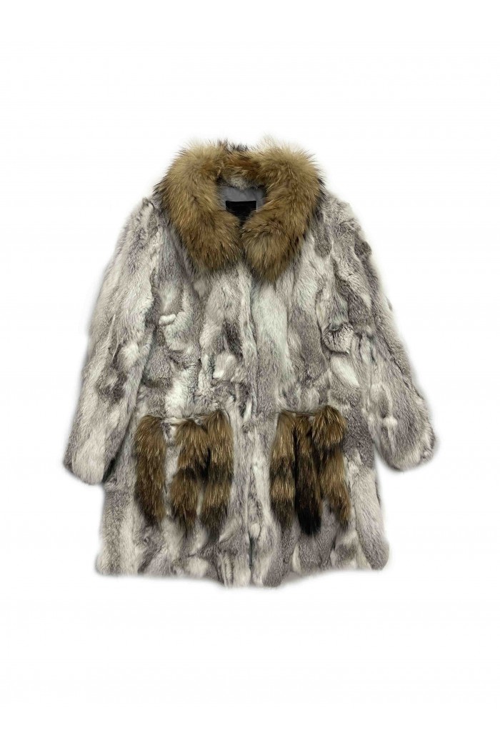 ABRIGOS CON CUELLO DE MARMORA PELO CONEJO 2COLORES PC-LLL5780