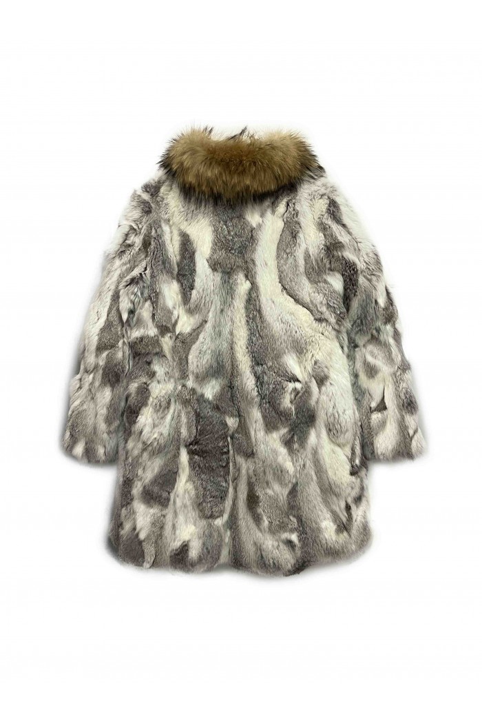 ABRIGOS CON CUELLO DE MARMORA PELO CONEJO 2COLORES PC-LLL5780