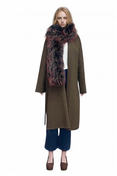 Bufanda Larga con Trenza de Pelo de Zorro PC-LZH5823