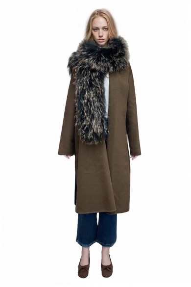 Bufanda Larga con Trenza de Pelo de Zorro PC-LZH5823-000