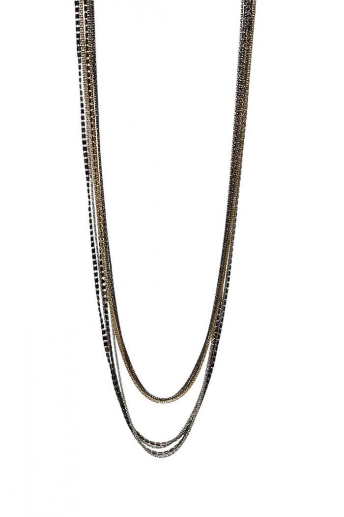 COLLAR LARGA MULTIPLES CADENAS FINAS