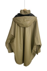 CAPA IMPERMEABLE CON CAPUCHA – ESTILO PONCHO, LIGERA Y PRÁCTICA FR-K3529 VERDE KAKI
