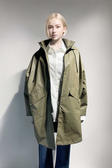 CAPA IMPERMEABLE CON CAPUCHA – ESTILO PONCHO, LIGERA Y PRÁCTICA FR-K3529 VERDE KAKI