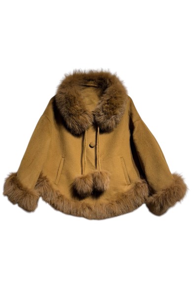 CHAQUETA CORTA DE LANA CON DETALLES EN PELO DE ZORRO 3COLORES PC-WT22174030-2