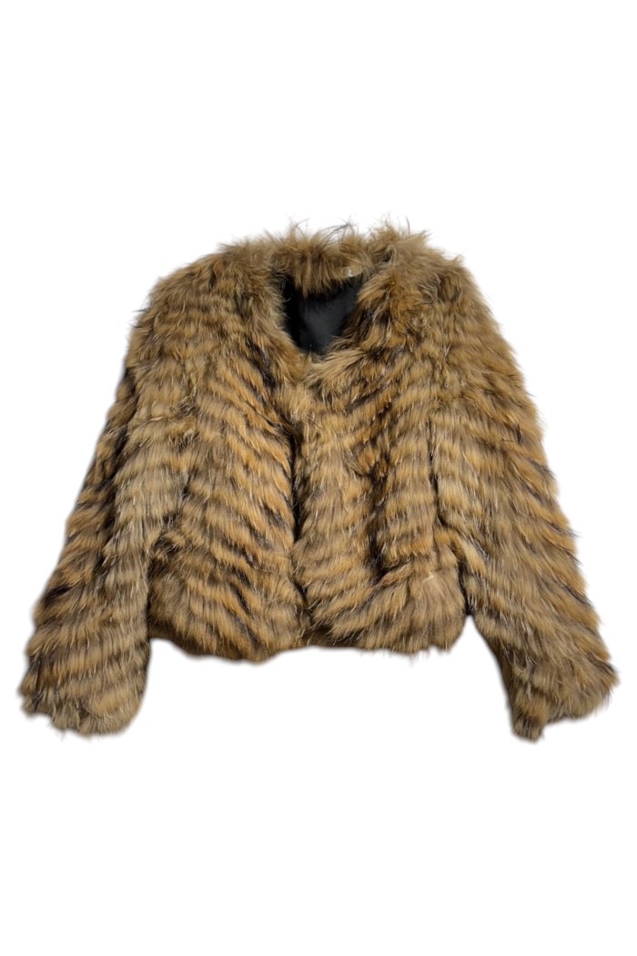 CHAQUETA CORTA DE PELO DE MARMOTA CON EFECTO RAYADO PC-WT202113741