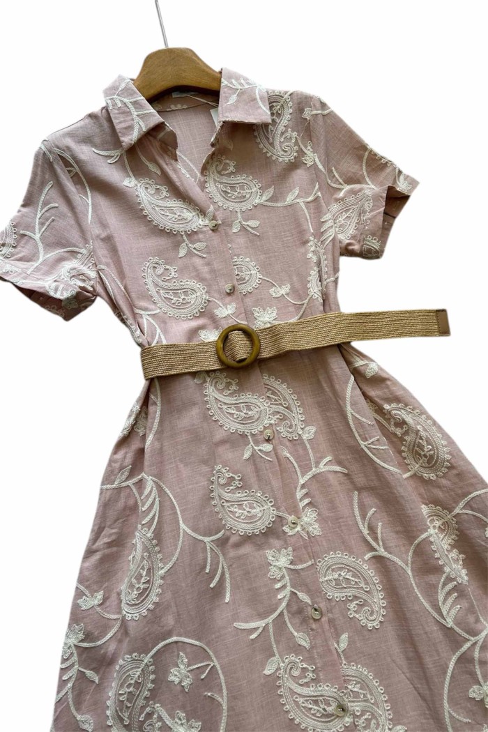VESTIDO BORDADO TY-993 ROSA