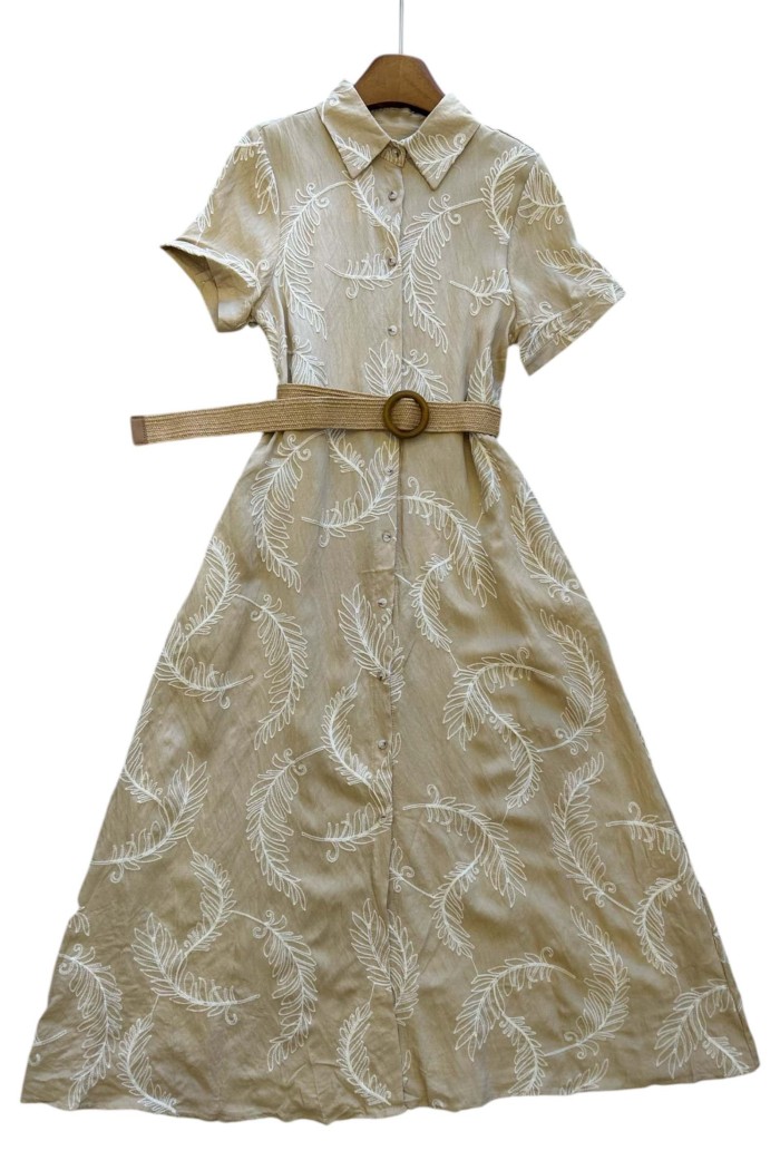 VESTIDO BORDADO TY-997 BEIGE