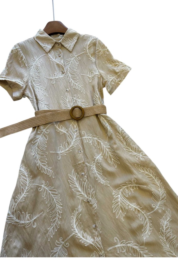 VESTIDO BORDADO TY-997 BEIGE