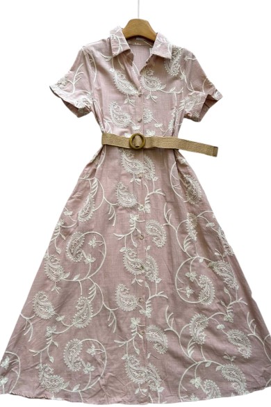 VESTIDO BORDADO TY-993 ROSA