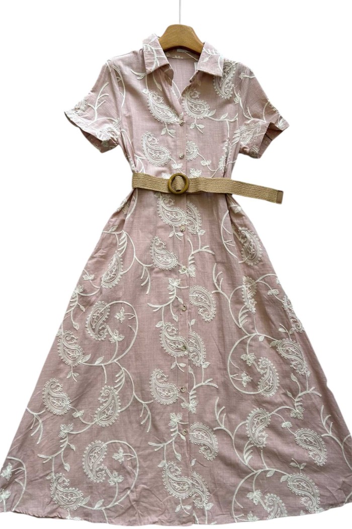 VESTIDO BORDADO TY-993 ROSA
