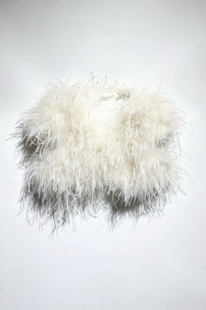 CHALECO CORTO PLUMAS DE AVESTRUZ PC-YLM5835-42