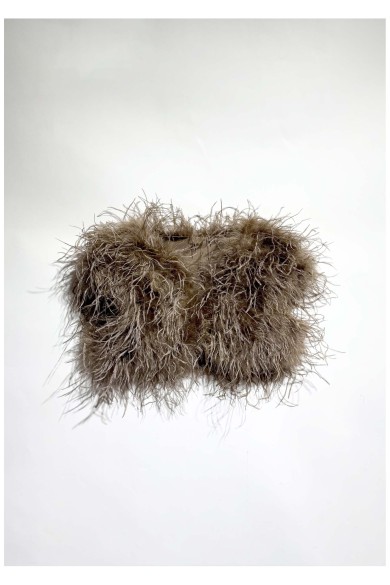 CHALECO CORTO PLUMAS DE AVESTRUZ PC-YLM5835-28