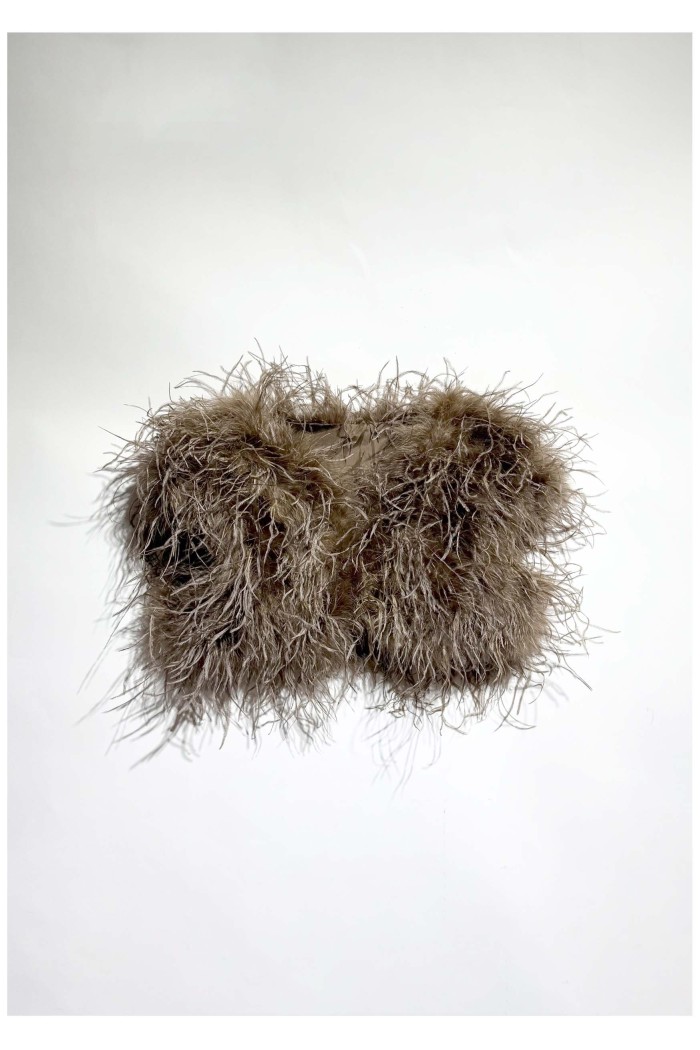 CHALECO CORTO PLUMAS DE AVESTRUZ PC-YLM5835-28