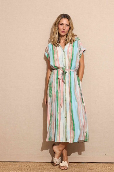 VESTIDO MULTICOLOR DE RAYAS FBZMR22139