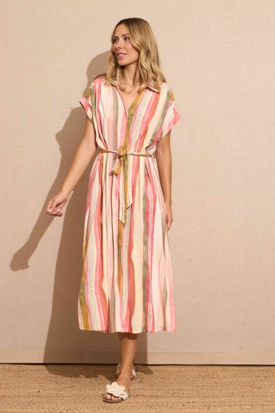 VESTIDO MULTICOLOR DE RAYAS FBZMR22138