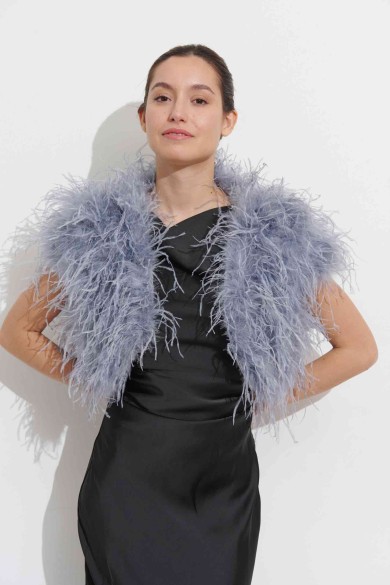 CHALECO CORTO PLUMAS DE AVESTRUZ PC-YLM5835-20