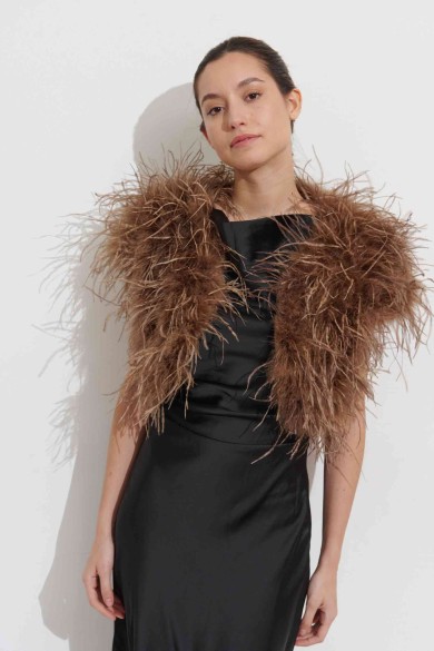 CHALECO CORTO PLUMAS DE AVESTRUZ PC-YLM5835-28