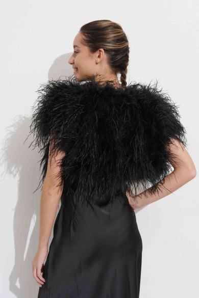 CHALECO CORTO PLUMAS DE AVESTRUZ PC-YLM5835-15