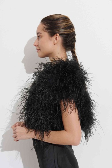 CHALECO CORTO PLUMAS DE AVESTRUZ PC-YLM5835-15