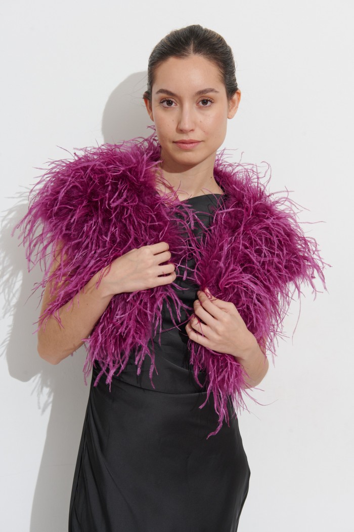 CHALECO CORTO PLUMAS DE AVESTRUZ PC-YLM5835-25
