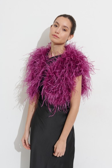 CHALECO CORTO PLUMAS DE AVESTRUZ PC-YLM5835-25