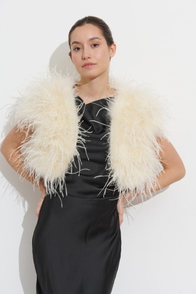 CHALECO CORTO PLUMAS DE AVESTRUZ PC-YLM5835-42