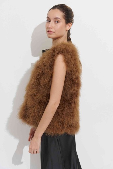 CHALECO PLUMAS DE AVESTRUZ PC-YLM2024-28