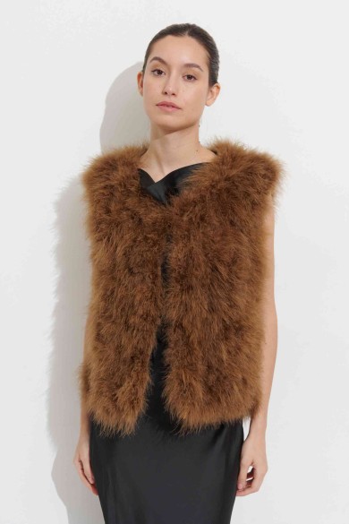 CHALECO PLUMAS DE AVESTRUZ PC-YLM2024-28