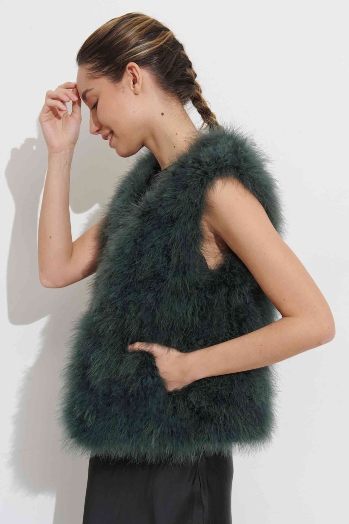CHALECO PLUMAS DE AVESTRUZ PC-YLM2024-66