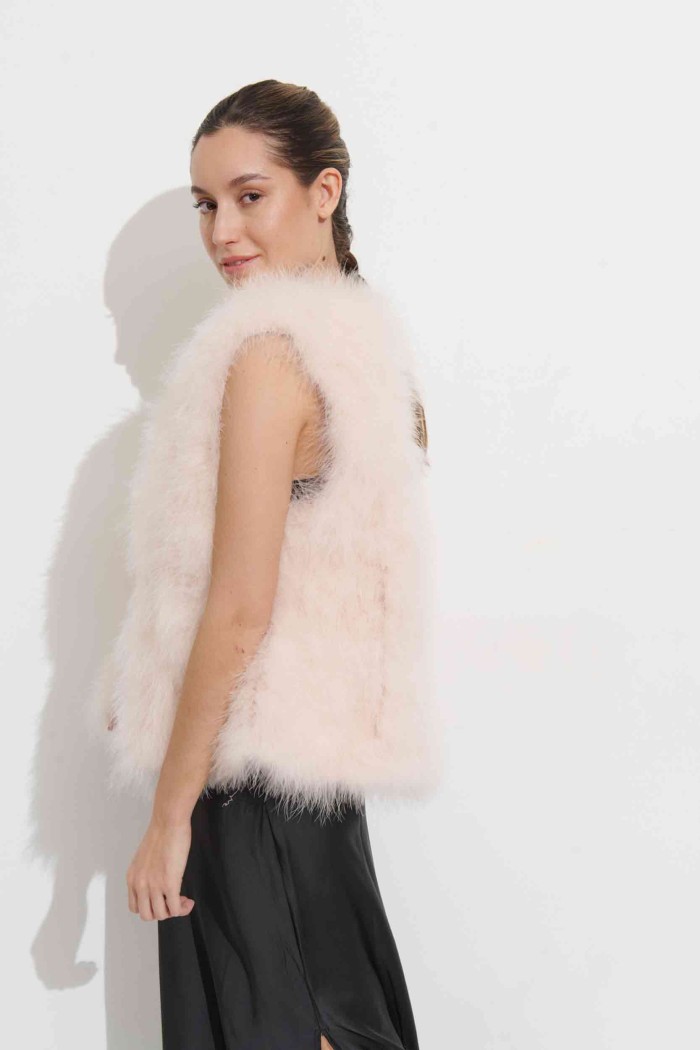 CHALECO PLUMAS DE AVESTRUZ PC-YLM2024-08
