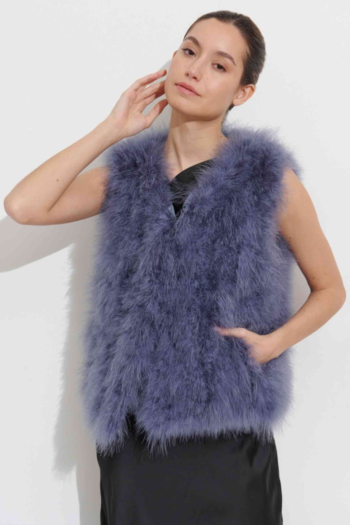 CHALECO PLUMAS DE AVESTRUZ PC-YLM2024-05