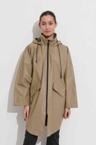 CAPA IMPERMEABLE CON CAPUCHA – ESTILO PONCHO, LIGERA Y PRÁCTICA FR-K3529 BEIGE