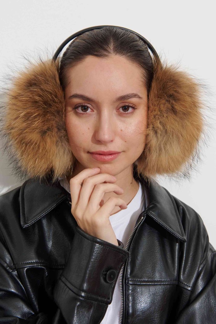 OREJERAS DE PELO DE MARMOTA NATURAL  TB-1658