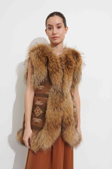 CHALECO LARGO CON ESTAMPADO DE ESTILO ETNICO  PC-LLL5901