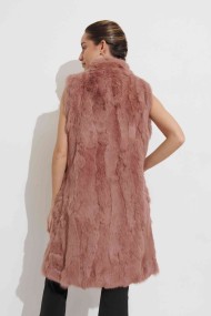 CHALECO LARGO DE PELO DE CONEJO CON CUELLO ALTO Y CIERRE OCULTO,COLOR ROSA PALOPC-LLL5799-08