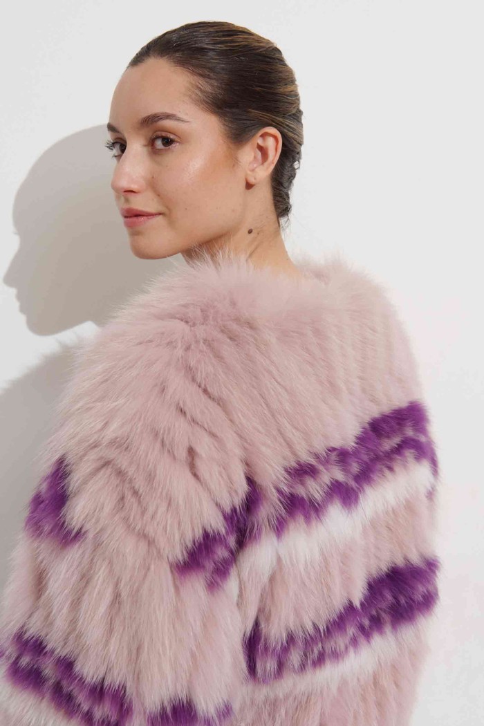 CHAQUETA DE PELO DE ZORRO EN COLORES CONTRASTANTES PC-0202113741