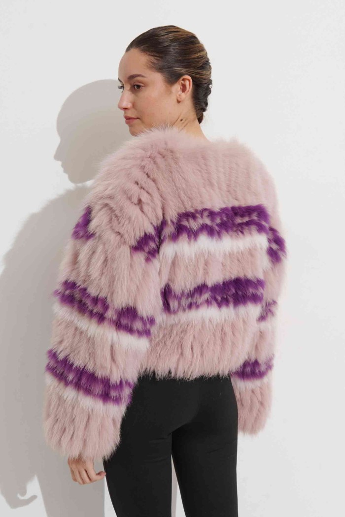 CHAQUETA DE PELO DE ZORRO EN COLORES CONTRASTANTES PC-0202113741
