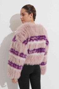 CHAQUETA DE PELO DE ZORRO EN COLORES CONTRASTANTES PC-0202113741