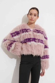 CHAQUETA DE PELO DE ZORRO EN COLORES CONTRASTANTES PC-0202113741