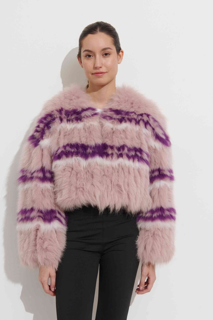 CHAQUETA DE PELO DE ZORRO EN COLORES CONTRASTANTES PC-0202113741