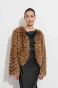 CHAQUETA CORTA DE PELO DE MARMOTA CON EFECTO RAYADO PC-WT202113741