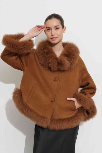 CHAQUETA CORTA DE LANA CON DETALLES EN PELO DE ZORRO 3COLORES PC-WT22174030-2