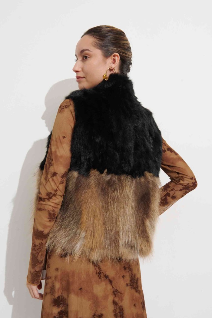 CHALECO PELO CONEJO CON PELO MARMOTA PC-LLL5811-15