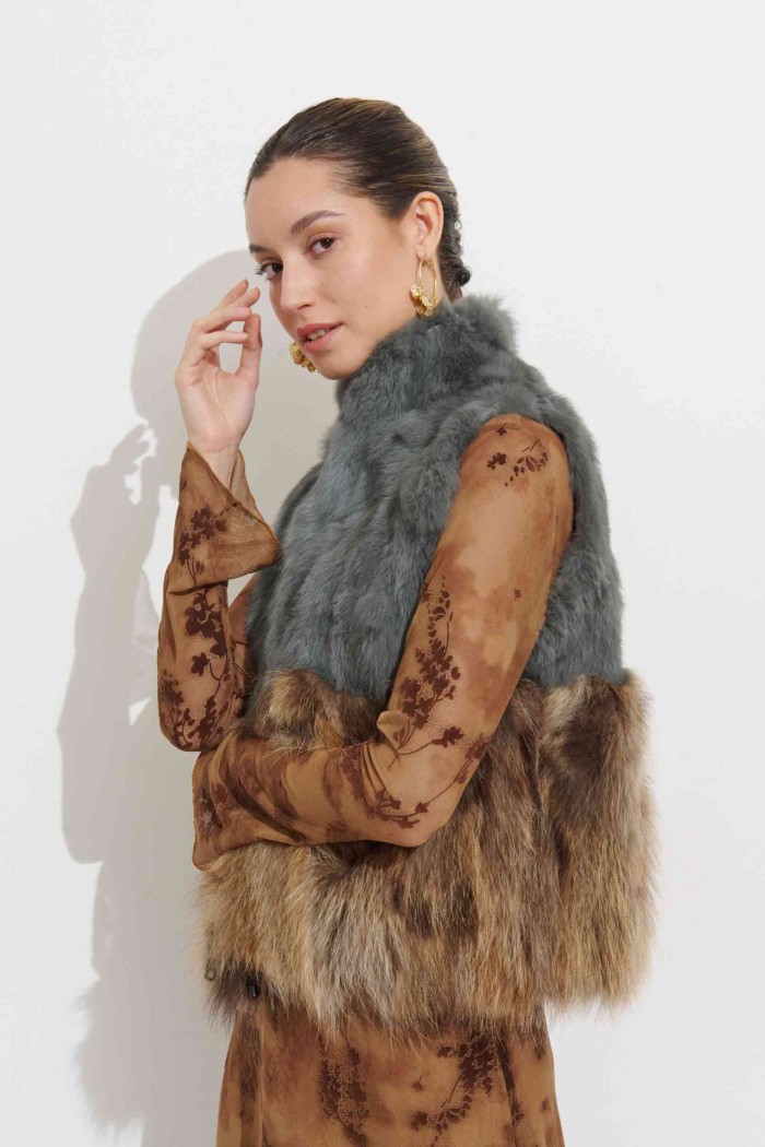 CHALECO PELO CONEJO CON PELO MARMOTA PC-LLL5811-05