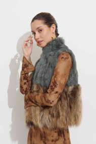 CHALECO PELO CONEJO CON PELO MARMOTA PC-LLL5811-05